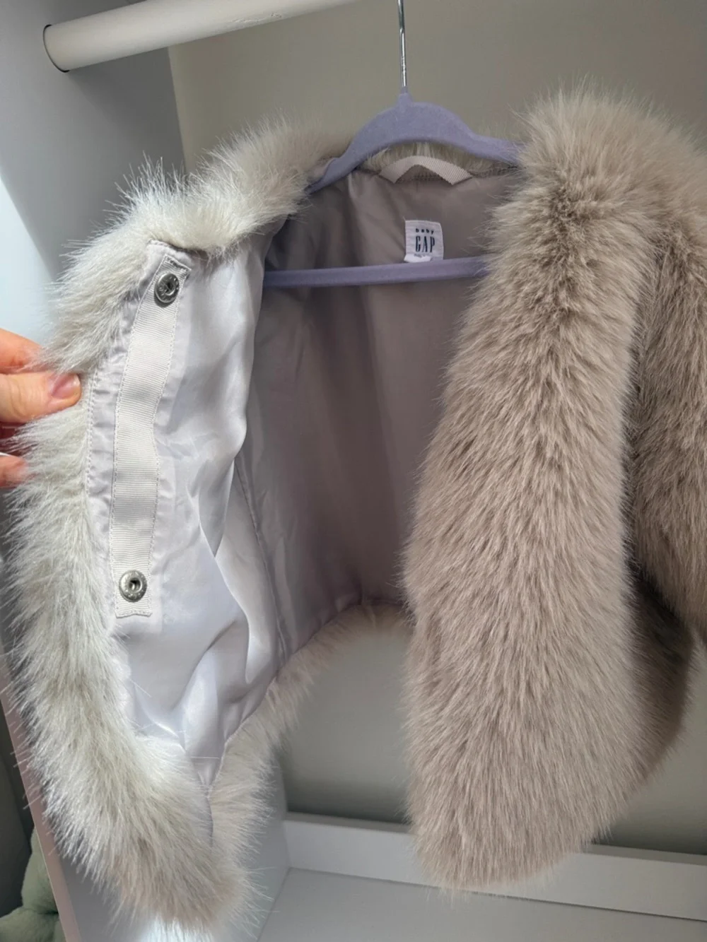 GAP Kids Faux Fur Jacket in Light Beige